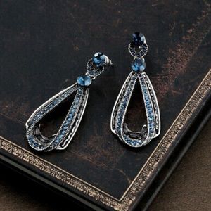 New Elegant 925 Silver Blue Sapphire Earrings